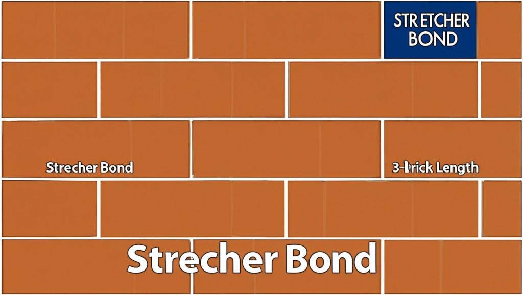 Stretcher Bond - Types of bond in brick masonry